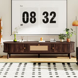 Modern Design TV Stand for 75" TVs, Media Console TV Cabinet with Rattan-Front Drawer for Living N710P257609P