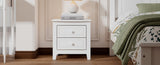 ZUN 2-Drawer Nightstand for Bedroom, Mid Century Retro Bedside Table with Classic Design,White WF308187AAK