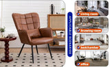 Bonded Leather Armchair, Modern Accent Chair High Back, Living Room Chairs with Metal Legs and Soft W2105P145981