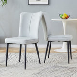 Modern minimalist dining chairs and office chairs. 2-piece set of light gray PU seats with black W1151116749