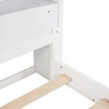 Twin Pine Wood Bed with Bookcase Headboard ,LED Motion Sensor Light, Guardrails,White W504P277596
