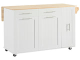 Kitchen Island with Drop Leaf, Kitchen Cart with 3 Tier Pull Out Cabinet Organizer, Internal 63885739