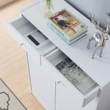 ZUN White Shoe Storage Cabinet with Fives Shelves, Two Drawers, Fits 15 Pairs of Shoes B107130885