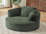 Compressible Corduroy Round Chair with Cushioned Backrest - Modern Comfort Seating for Living W2339P323618