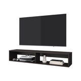 FM FURNITURE Central Floating media rack in melamine with two shelves. Wengue B128P283284