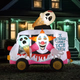 8ft Clown Ice Cream Truck Halloween Inflatable Decorations 73606755