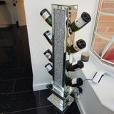 UK style hot sales crushed diamond floating silver mirrored wine bottle holder W3207P285627