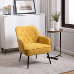 ZUN Modern Mid Century Chair Linen Sherpa Armchair for Living Room Bedroom Office Easy Assemble W1361105172