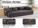 78.7-Inch Convertible Sleeper Sofa Bed with Cylindrical Pillow, Chenille Folding Mattress Couch with W834P337412