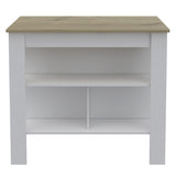 Cala Kitchen Island, Four Legs, Three Shelves -White / Light Oak B20092010