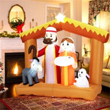 6ft Inflatable Nativity Scene - 6 Built-in LED Lights Weather-Resistant Polyester Xmas Outdoor Decor 92207829