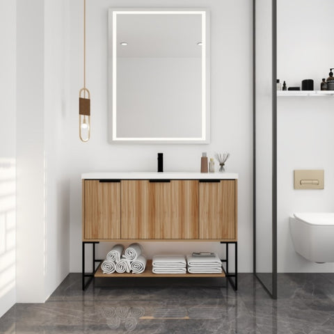 ZUN 48 Inch Freestanding Bathroom Vanity With Resin Basin,48x18 W99951400