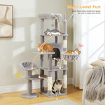 ZUN 59" Cat Tree,Cat Tower for Large Cats,Multi-Level Cat Tower 3 Removable Pompom Sticks,Cat Condo 93372733