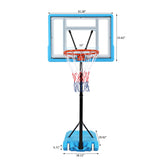 PVC Transparent Board Basket Frame Adjustable 115-135cm Poolside Basketball Hoop Blue 06950291