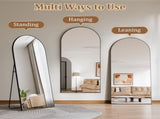 71"x 30" Arch-Top Oversized Full Length Mirror Metal Frame Freestading Floor Mirror, Black 69734606