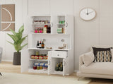71" Kitchen Pantry Storage Cabinet with Microwave Oven Countertop, Freestanding Hutch Cabinet with W282108555