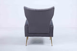 Upholstered Accent Chair with Tufted Cushions and Ottoman In Dark Gray B2730P271432