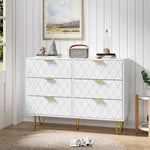 ZUN Modern white 6 Drawers Bedroom,Wooden drawers with Gold Handles, Chest Dresser with Deep Drawers 99447169