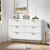 ZUN Modern white 6 Drawers for Bedroom, Small Size Wooden drawers with Gold Handles, Chest Dresser with W1706P189841