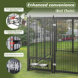 Large Dog Kennel Outdoor Pet Pens Dogs Run Enclosure Animal Hutch Metal Coop Fence with Roof Cover. W1820P296149