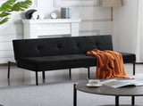 Black 3-Seater Futon Sofa Bed, Twin Folding Sleeper Sofa, Sturdy Metal Frame, Skin-Friendly B347P507913