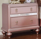 2 Drawers Wooden Nightstand with Mirror Trim, Rose Gold B016P251438