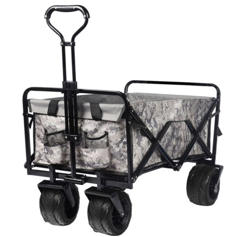 ZUN Collapsible Heavy Duty Beach Wagon Cart Outdoor Folding Utility Camping Garden Beach Cart with 16455190