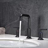 Matt Black Widespread Bathroom Sink Faucet with With CUPC Water Supply Hose and Cartridge DSDC729MB