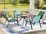 Turquoise 2 Pack Stackable Patio Dining, Ergonomic Steel Frame Breathable Fabric Outdoor 85167863