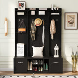 U-Can 5-in-1 Entryway Bench with Coat Rack, 7 Sturdy Hooks, 2 Spacious Drawers and Adjustable N724P235232B