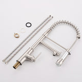 Kitchen Faucet with Pull Down Sprayer Brushed Nickel Stainless Steel Single Handle Kitchen Sink W1932119766