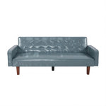 ZUN Grey Convertible Double Folding Living Room Sofa Bed, PU Leather, Tufted Buttons,Removable Wooden 63596474