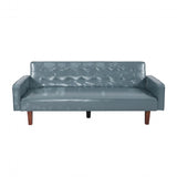 ZUN Grey Convertible Double Folding Living Room Sofa Bed, PU Leather, Tufted Buttons,Removable Wooden 63596474