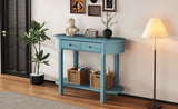 TREXM Elegant Retro Console Table with Curved Design Smooth Glaze for Entryways, Living Rooms N715P230796C