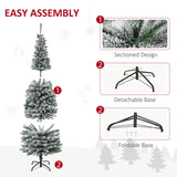 6' Tall Unlit Snow-Flocked Slim Artificial Christmas Tree with Realistic Branches and 492 Tips-Does 60727428