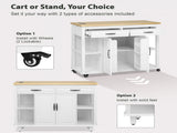 47 inch Kitchen Island with Extendable Dining Table, Rubber Wood Veneer Kitchen Table with Internal 56128666