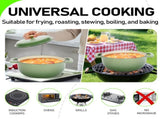 Cast iron 5QT cooking pot - Gradient green - includes two silicone gloves - Enamel pot 72386138