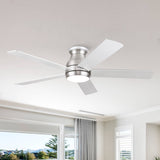 ZUN 52" Low Profile Ceiling Fan in Brushed Nickel with Silver Blades 27137059