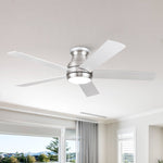 ZUN 52" Low Profile Ceiling Fan in Brushed Nickel with Silver Blades W1367121881