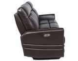 Luxury Power Reclining Sofa Recliner in Dark Brown Top-Grain Leather - Ultimate Comfort with Power B081107753
