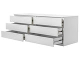 6 Drawer Double Dresser for Bedroom, Wide Storage Cabinet for Living Room Home Entryway, White 76423691