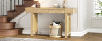 ZUN TREXM Narrow Console Table with Rattan Accent, Natural Wood Finish Entryway Table with Storage N715P223098M