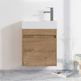 ZUN 18'' Floating Wall-Mounted Bathroom Vanity with White Resin Sink & Soft-Close Cabinet Door 14992562