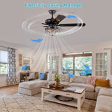 ZUN Modern Design Living Room 52 Inch Decorative Crystal Chandelier Ceiling Fan With Light W1592139377