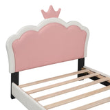 Twin size Upholstered Princess Bed With Crown Headboard,Twin Size Platform Bed with Headboard and N733P180807K