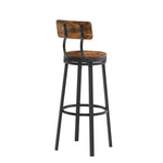 ZUN Swivel bar stool set of 2 with backrest, industrial style, metal frame, 29.5'' high.Rustic Brown, W116267380