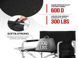 Folding Director Chair with Side Table & Storage Pockets, 41"23.6"26.4" Heavy Duty Spray-Coated 55814069
