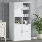 ZUN Bathroom Storage Cabinet with Doors and Drawers, Multiple Storage Space, Freestanding Style, Open WF530559AAK