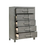 Modern Style 5-Drawer Chest Made with Wood in Gray B009139194