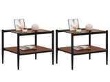 Set of 2 Rectangle End Table, Tempered Glass Tabletop with MDF layer, Modern Table for Living Room , W241P184253
